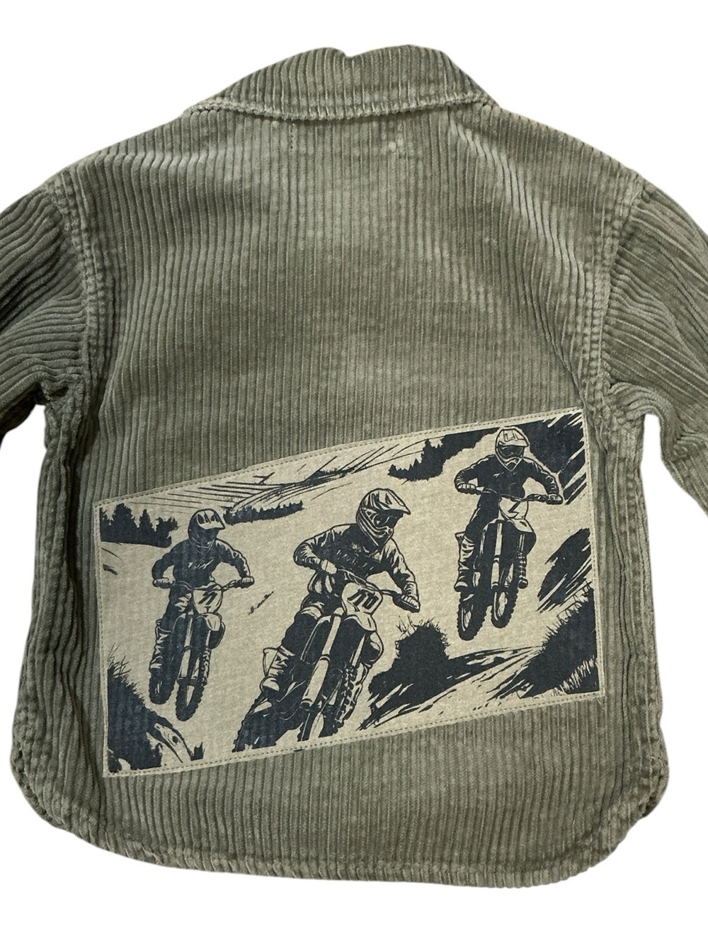 Chunky Corduroy Motorcycle Dirt Bike Upcycled Shirt Jacket Top